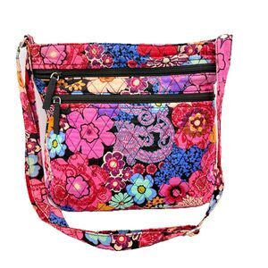 Vera Bradley Floral Fiesta Triple Zip Hipster Crossbody Adjustable Strap Retired